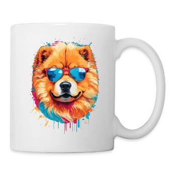 Chow Chow coloré avec lunettes de soleil - Mug blanc - blanc - Droite
