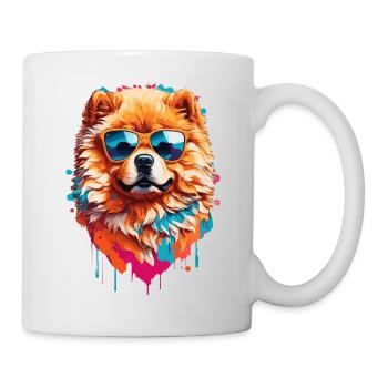 Chow Chow mignon dans des lunettes de soleil cool - Mug blanc - blanc - Droite