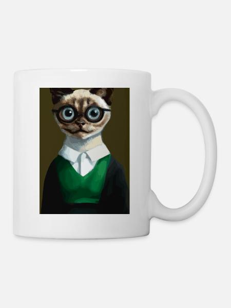 Nerd-Katze - Tasse - Weiß