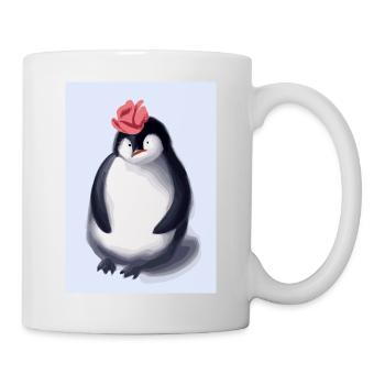 Pinguin mit niedlicher rosa Mütze - Tasse - Weiß - Rechts