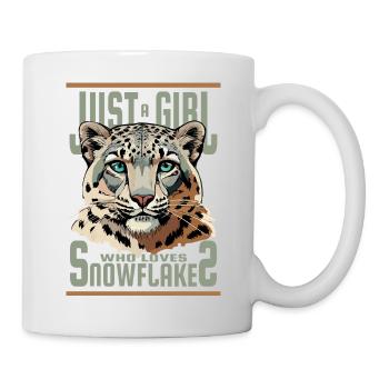 Nur ein Mädchen, das Schneeflocken liebt, Schneeleopard - Tasse - Weiß - Rechts