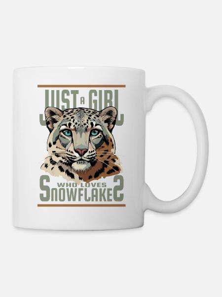 Juste une fille qui aime les flocons de neige, léopard des neiges - Mug blanc - blanc