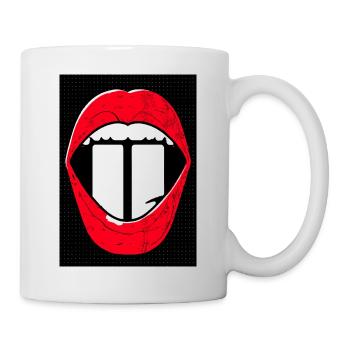 Rote Lippen Weiße Zähne - Tasse - Weiß - Rechts