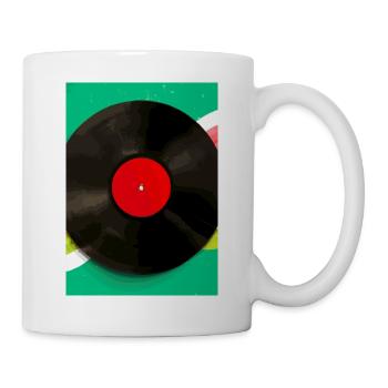 Retro Vinyl Platte Bunt - Tasse - Weiß - Rechts