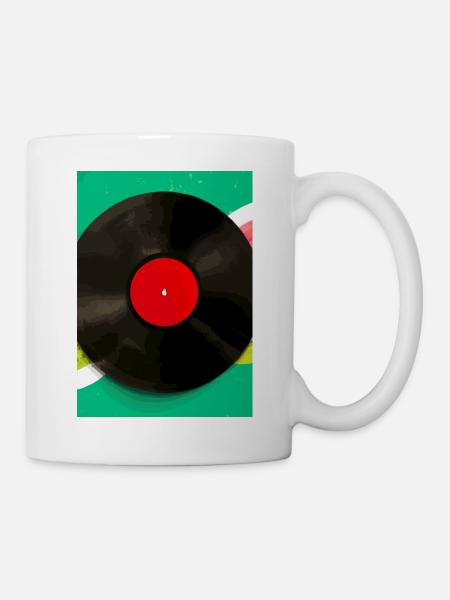 Retro Vinyl Platte Bunt - Tasse - Weiß