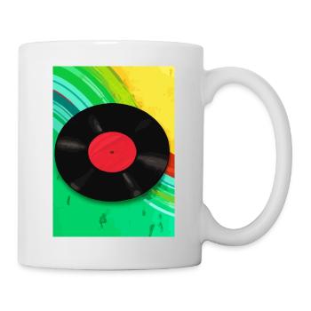 Retro Vinyl Platte Bunt - Tasse - Weiß - Rechts