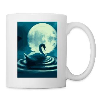 Schwan im Vollmond - Tasse - Weiß - Rechts