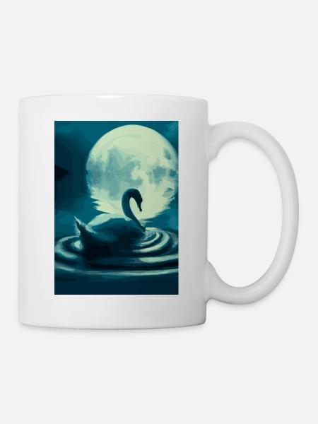 Schwan im Vollmond - Tasse - Weiß