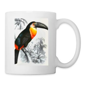 Tucan in Schwarz Weiß Dschungel - Tasse - Weiß - Rechts