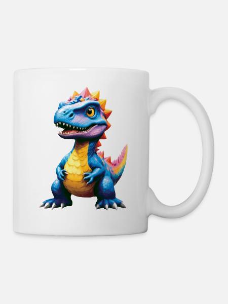 Dino, Dinosaur, Custom Text, Shape - Mug - white