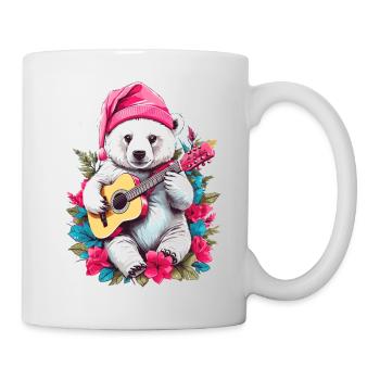 Ours polaire mignon avec guitare - Mug blanc - blanc - Droite