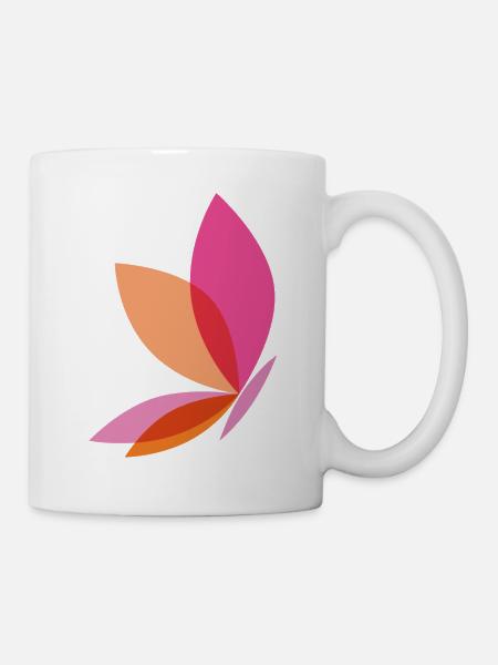 Schmetterling/Leben/Freiheit - Tasse - Weiß