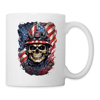 Crânes de pompiers américains - Mug blanc - blanc - Droite