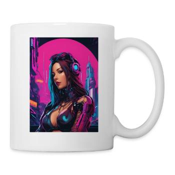 Portrait of a young cyberpunk woman - Mug - white - Right