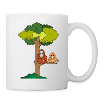 Orang-Utans sitzen in Baum - Tasse - Weiß - Rechts