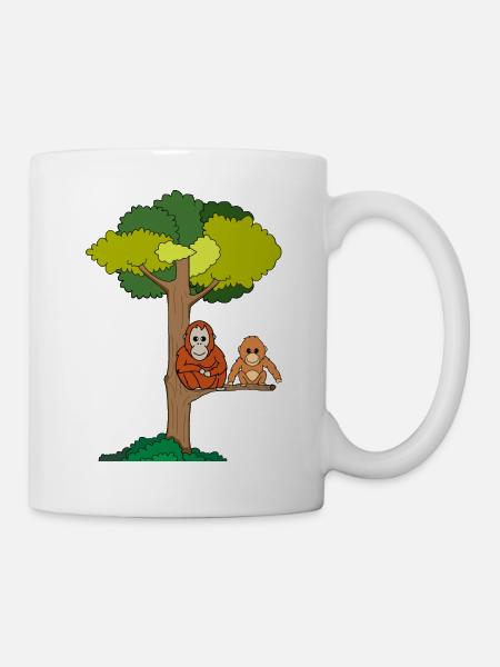 Orang-Utans sitzen in Baum - Tasse - Weiß