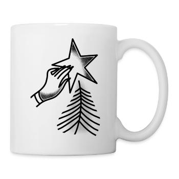 Witchcore-Tattoo-Stil Hand platziert Weihnachtsstern - Tasse - Weiß - Rechts