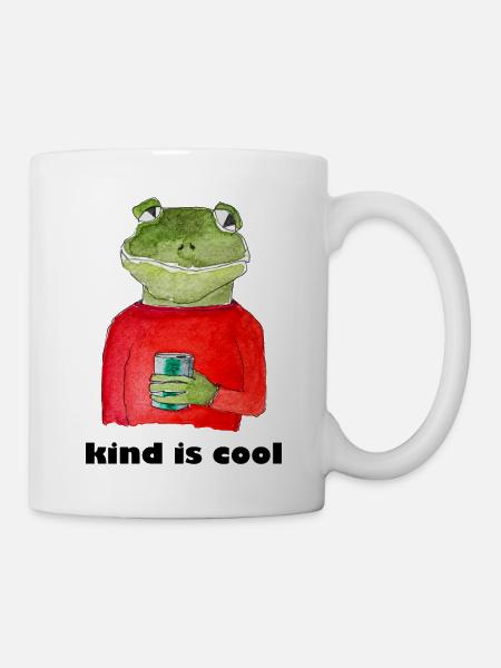 kind is cool - Frosch mit Dose gute Laune - Tasse - Weiß