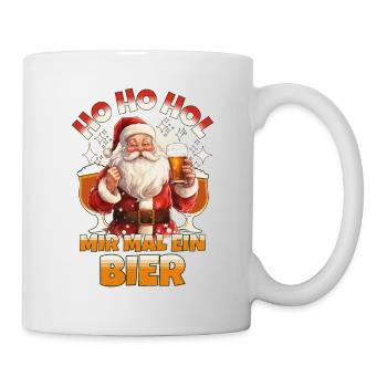 Weihnachtsmann Ho Ho Hol Mir Mal Ein Bier Lustig - Tasse - Weiß - Rechts