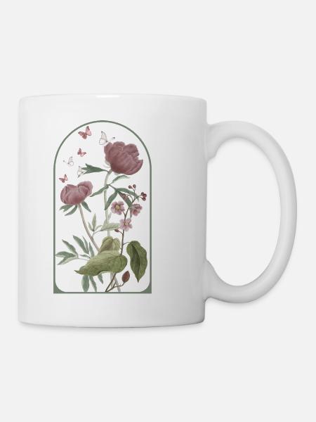 Böhmischer Blumenrahmen - Tasse - Weiß