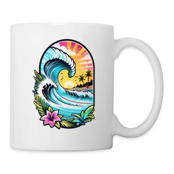surf plage palmier soleil vacances - Mug blanc - blanc - Droite