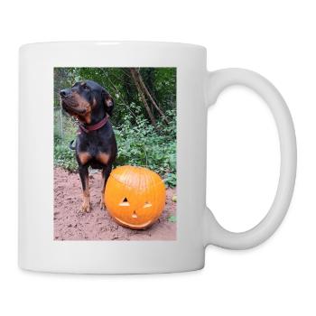 Kürbis Hund Halloween Herbst - Tasse - Weiß - Rechts