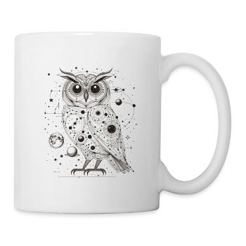 Eule im Weltall | Weltall in Eule - Tasse - Weiß - Rechts