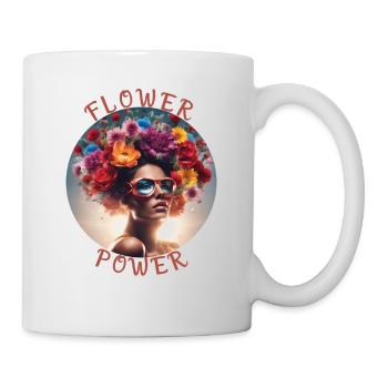 Flower Power Femme avec des fleurs - Mug blanc - blanc - Droite