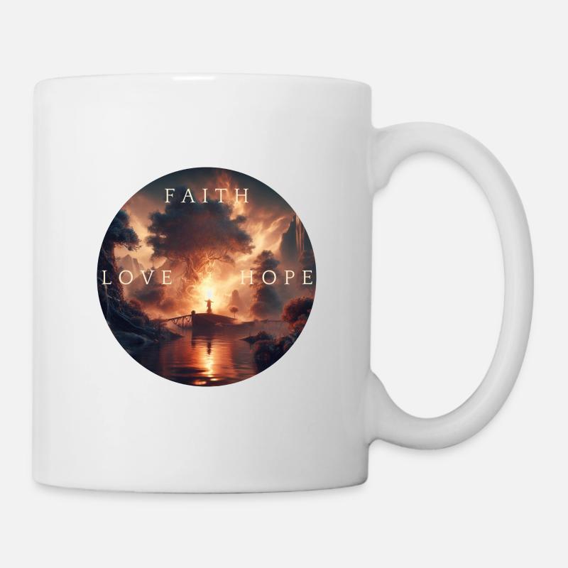 Faith Love Hope – Glaube Liebe Hoffnung - Mug - white