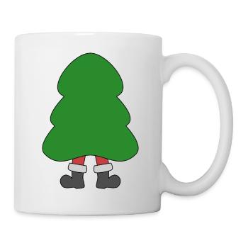 Funny Christmas tree with Santa Claus legs - Mug - white - Right