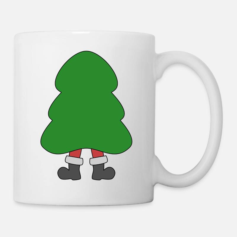 Witziger Weihnachtsbaum mit Nikolausbeinen - Tasse - Weiß