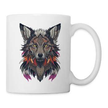 wolf federn spirit animal spiritualität wildtier - Tasse - Weiß - Rechts