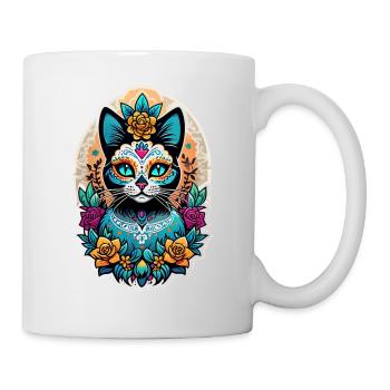 Katze Mexiko - Dia de los Muertos - Tasse - Weiß - Rechts