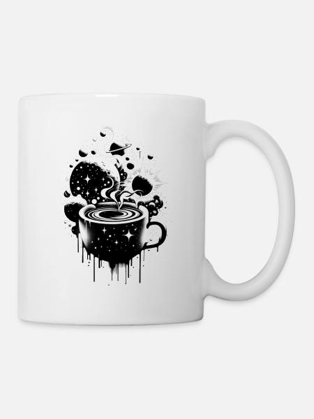 Im Morgen-Kaffee liegt ein Universum - Tasse - Weiß