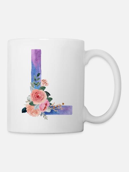 Buchstabe L Aquarell - Tasse - Weiß