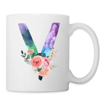 Lettre v watercolor - Mug blanc - blanc - Droite