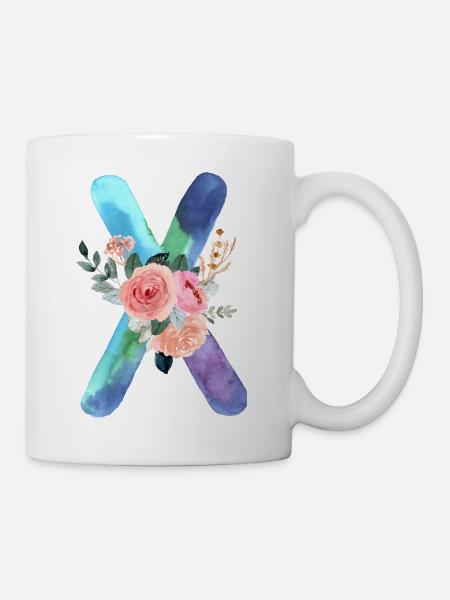 Buchstabe x Aquarell - Tasse - Weiß