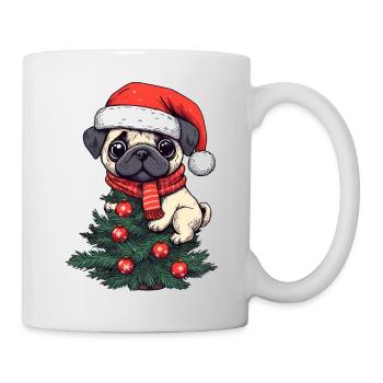 Weihnachts-Mops - Niedlicher Baumwächter - Tasse - Weiß - Rechts