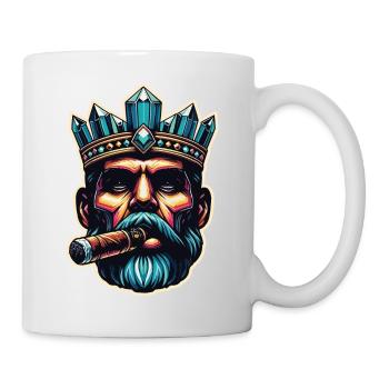 The cigar king with crown on his head with cigar in mouth - Mug - white - Right