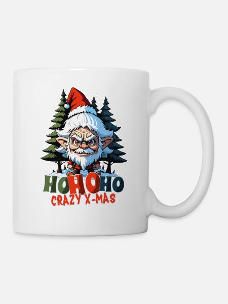 HOHOHO TRoll , Verrückte Weihnachten - Tasse - Weiß