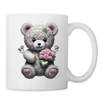 Ours en peluche avec des roses - Mug blanc - blanc - Droite