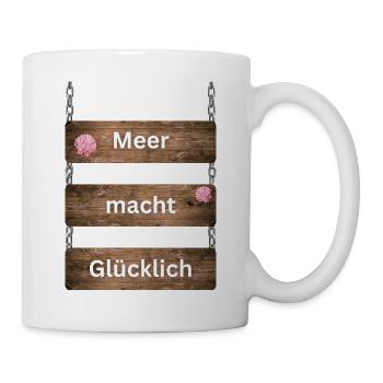 Meer macht Glücklich Geschenkidee - Tasse - Weiß - Rechts