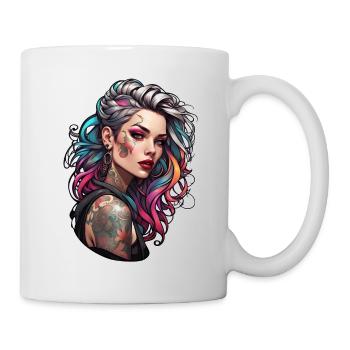 Rocker Girl / Punkrock / Frau / bunte Haare / cool - Tasse - Weiß - Rechts
