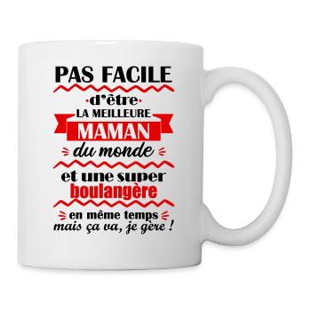 Pas facile maman et boulangère, fête des mères - Mug blanc - blanc - Droite