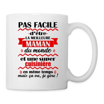 Pas facile maman et cuisinière, fête des pères - Mug blanc - blanc - Droite