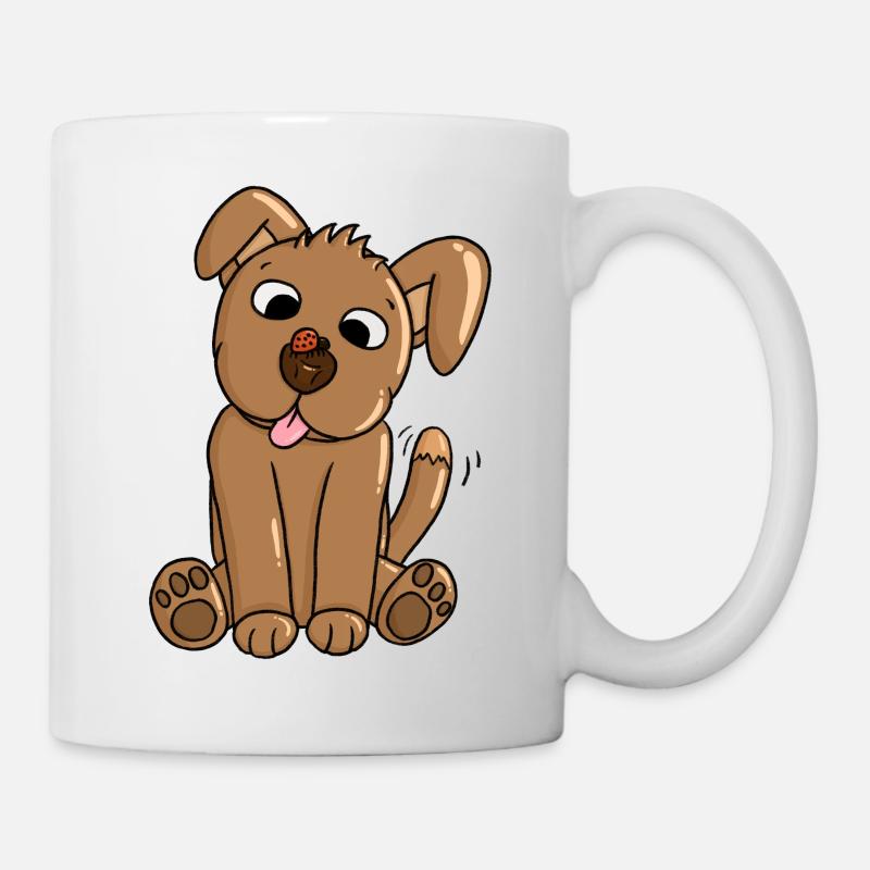 Ein Welpe befreundet sich mit einem Marienkäfer - Tasse - Weiß
