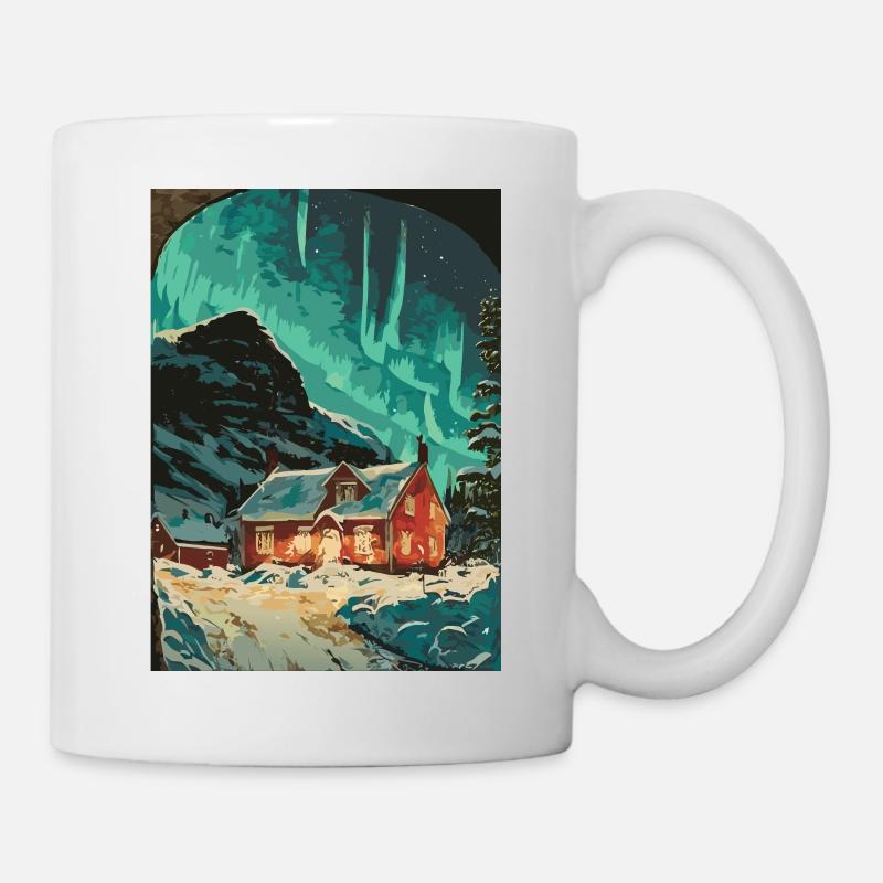 Cabane en bois dans la neige - Mug blanc - blanc