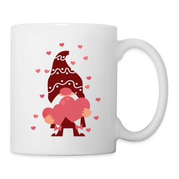 Lustiger Gnom hängt ein rotes Herz Valentinstag 2024 - Tasse - Weiß - Rechts