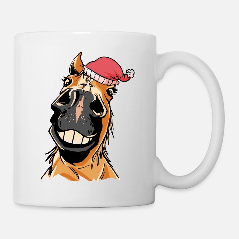 Beau cheval Palomino w / chapeau de père Noël pour - Mug blanc - blanc