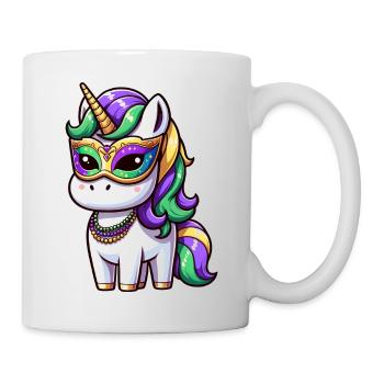 Mardi Gras Unicorn Comic Mask - Mug - white - Right